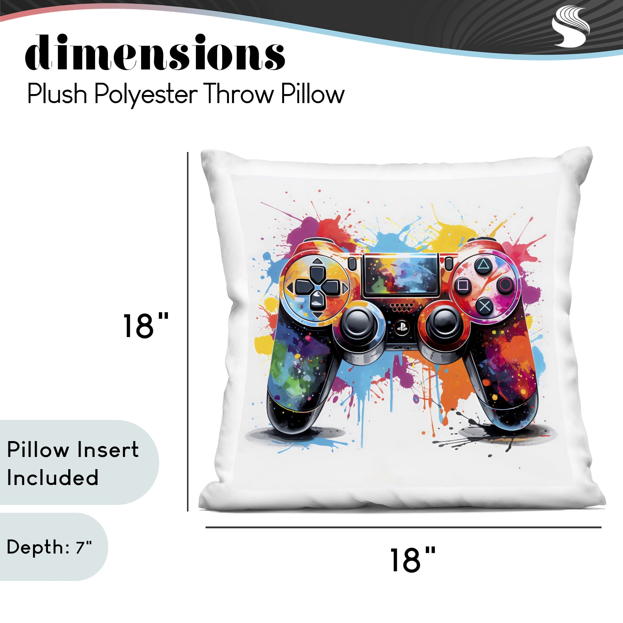 Stupell Industries Playful Bright Game Controller Decorative Printed Throw Pillow, design by Creative Studio, 18 x 7 x 18