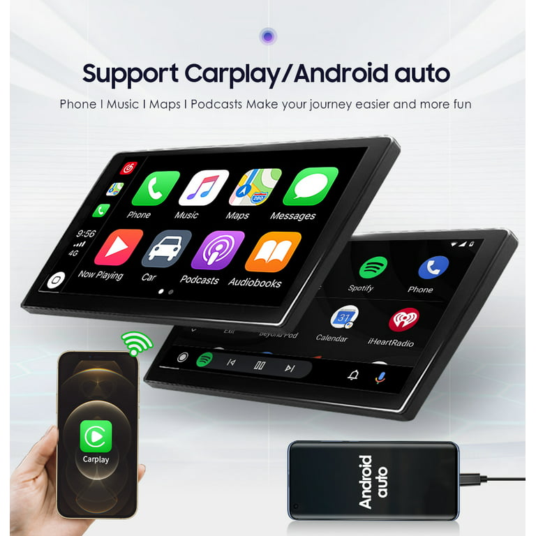 Hizpo 10.1 Double DIN Android 12 Bluetooth 4+32GB Car Stereo Radio  Wireless CarPlay Android Auto GPS Navigation Player 