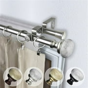0.812 in. Dia. Creola Double Curtain Rod, Satin Nickel - 28-48 in.
