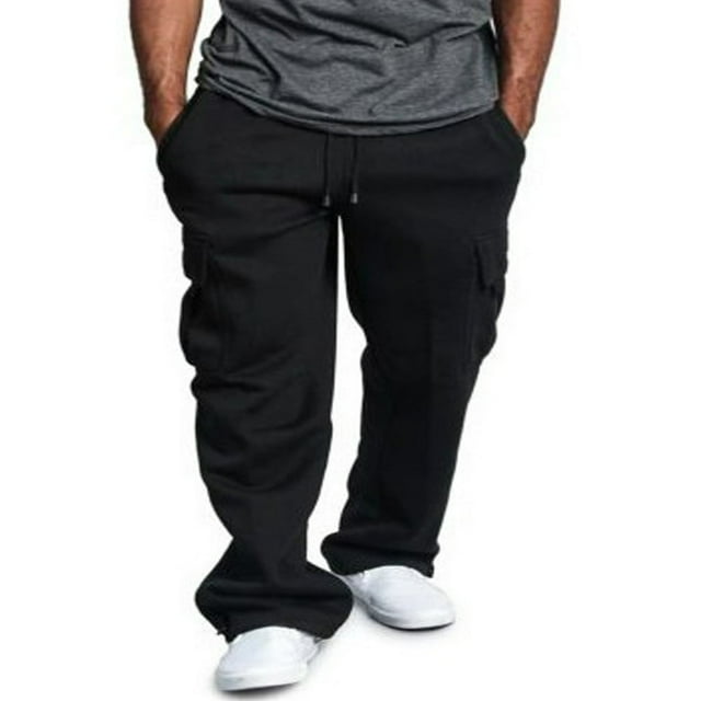 Men Jogger Trousers Casual Athletic Pants Sweatpants Loose Pocket Drawstring Long Pants