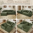 thumbnail image 3 of Muumblus Modular Sectional Sofa, Oversized L-Shape Cloud Couch, Modern Corduroy Sleeper Couches for Living Room, No Assembly Required, Green (Left Facing Chaise), 3 of 11