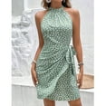 thumbnail image 2 of Robes pour Femmes, Mode d'Été pour Femmes Robe Plissée Imprimée Sans Manches à Col Suspendu avec Fermeture Éclair, 2 of 5
