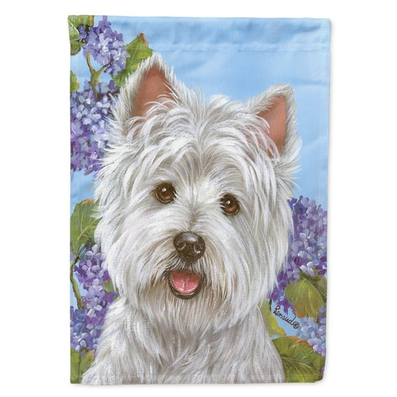 Carolines Treasures PPP3210CHF Westie Hydrangea Flag Canvas House Size  Large multicolor