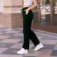 thumbnail image 6 of Fleece Lined Jogger Sweatpants for Women High Waisted Drawstring Baggy Wide Straight Leg Fashion Fall Athletic Pants with Pockets Army Green XL, 6 of 7