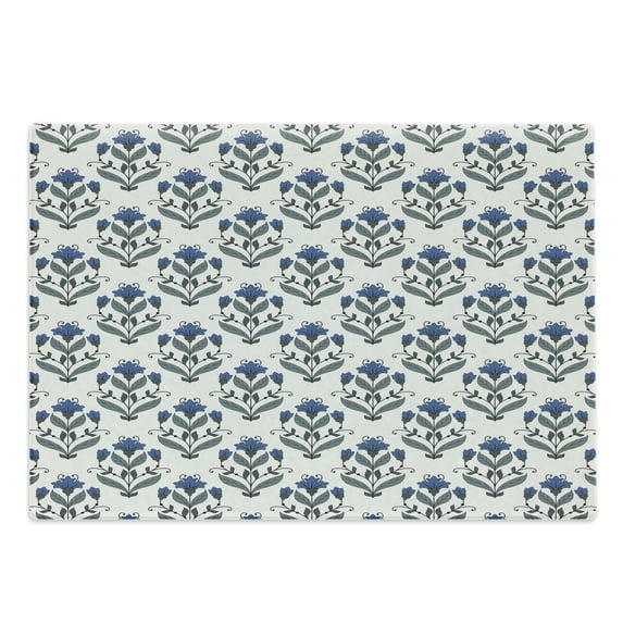 Floral Cutting Board, Rhythmic Leaves Flowers Blossoms Nostalgic Style, Decorative Tempered Glass Cutting and Serving Board, in 3 Sizes, by Ambesonne