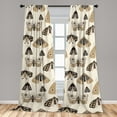thumbnail image 2 of American Traditional Window Curtains, Oldschool Inspired Moth Illustration With Floral Wings, Lightweight Decor 2-Panel Set with Rod Pocket, Pair of - 28"x95", Camel Cream Charcoal Grey, by Ambesonne, 2 of 3