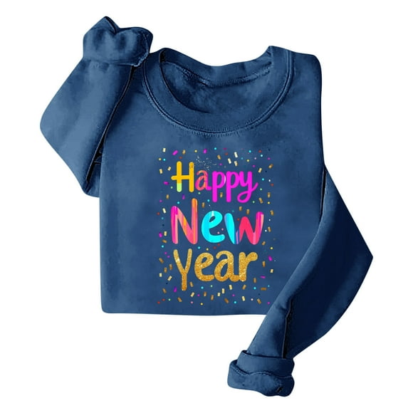 Mceream Long Sleeve Shirts for Women Loose Fit Fashion Tees Trendy Women'S Fashion Casual Round Neck Long Sleeve Printed T-Shirt Tops Plus Size Blouses Fall Clothes My Orders Blue XXL