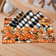 thumbnail image 3 of Black and White Checkered Pumpkin Maple Leaves Kitchen Placemats 18"X12" Thanksgiving Vintage Table Mats Set of 4 Easy to Care for Dining Kitchen Restaurant Table, 3 of 6