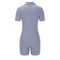 thumbnail image 4 of Kaemgyyd Womens Workout Bodysuit Ribbed Knit Romper for Women Summer Short Sleeve Button down Stretch One-Piece Outfit Jumpsuits, 4 of 4
