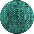 thumbnail image 1 of Ahgly Company Machine Washable Indoor Round Abstract Turquoise Blue Contemporary Area Rugs, 5' Round, 1 of 4