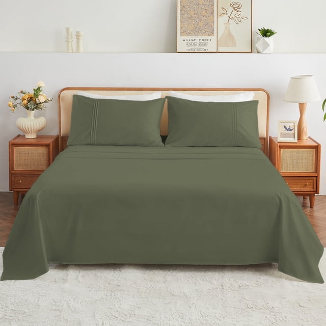 Kingrest 100% Algodón Juego de Sábanas de 4 Piezas para Cama California King, Bolsillos Extra Profundos para 40cm, Ultra Suave y Transpirable