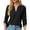 e-179Black712, variant on FUYUDY Women's Tshirts V Neck Button Detail 3/4 Sleeve T-Shirt For Casual Wear Classic Female Solid Color Tops