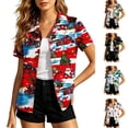 thumbnail image 5 of Christmas in July Shirt for Women Hawaiian Xmas Button Down Shirts Funny Santa Claus Tshirt Casual Holiday Tee Tops Summer Clothes, 5 of 6