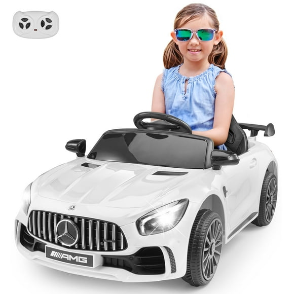 VOLTZ TOYS 12V Ride-on Car for Kids, Official Licensed Mercedes-Benz GT R with Remote, MP3 and LED Lightings Perfect Gift (White)