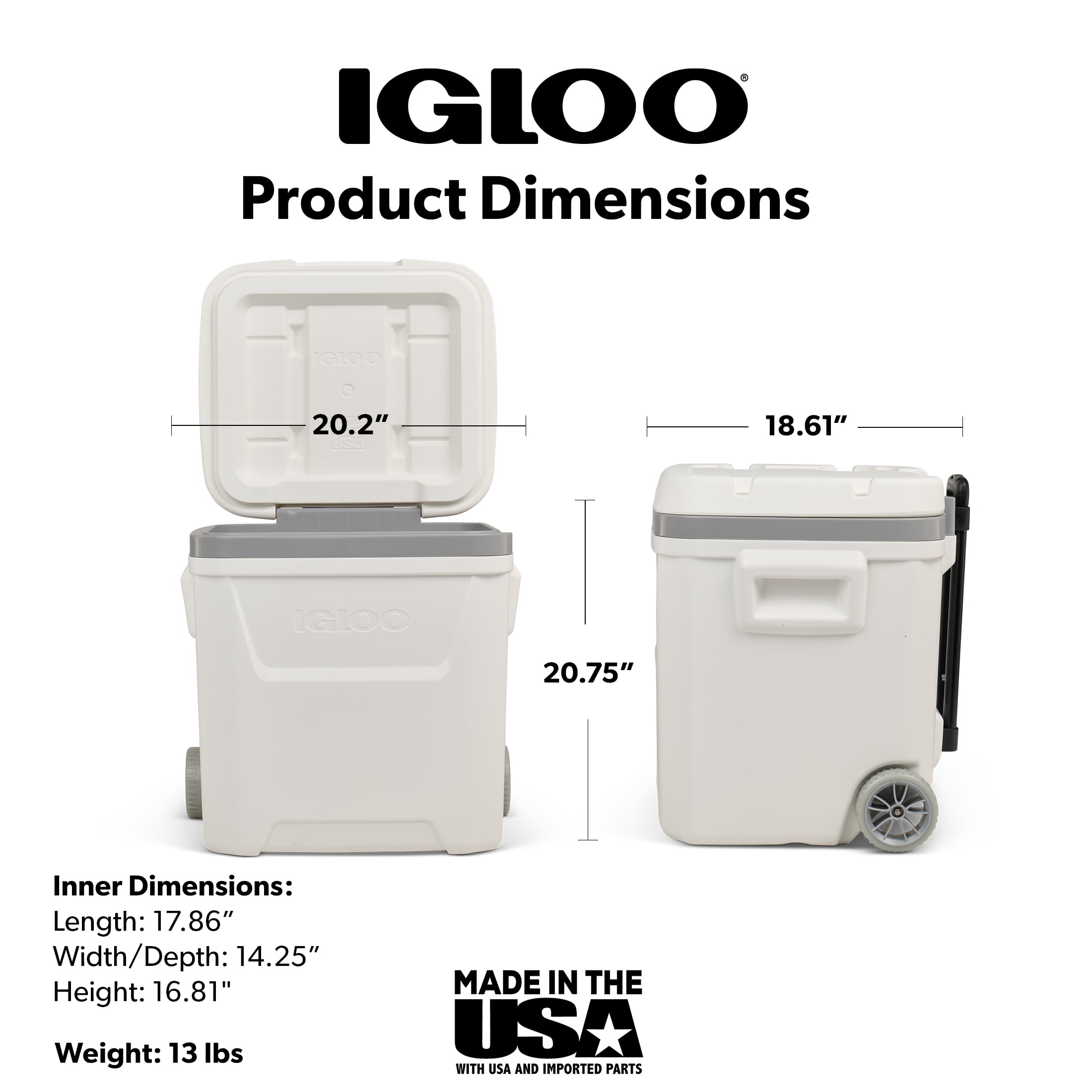 Igloo 60 QT Marine Ice Chest Cooler with Wheels, White