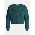 thumbnail image 6 of No Boundaries Cable Knit Zip Up Sweater with Hood, Women's XXS-XXL, 6 of 6