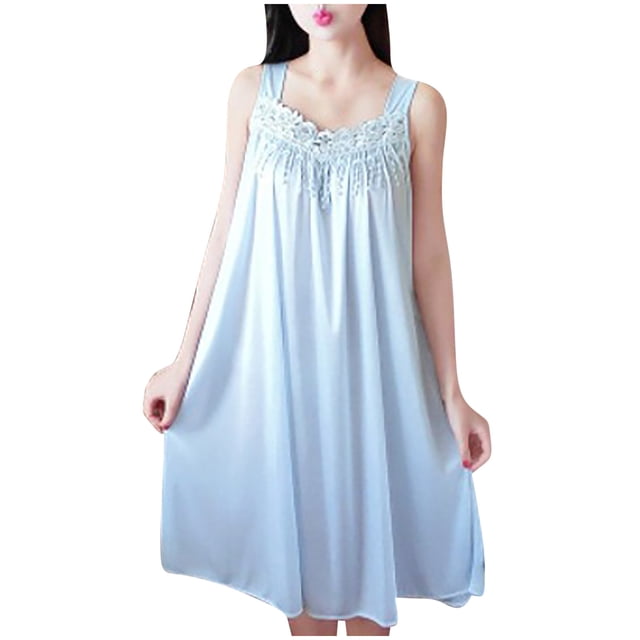 COM1950s Robe d'Été pour Femmes, Robe pour Femmes, Mode Femmes Été Col en V Décontracté Sans Manches Chemises de Nuit Robe, Robe d'Été pour Femmes, Robe d'Été pour Femmes, Vêtements d'Été pour Femmes