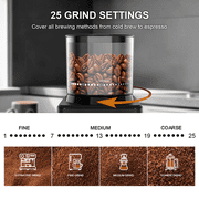 Coffee Grinder - Electric Conical Burr Grinder - Adjustable with 25 Precise Grind Settings for 12 Cups - Professional Coffee Bean Grinder 200W