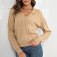 thumbnail image 5 of Lilgiuy Women's Lapel Sweater Fashion Casual Pullover Long Sleeved Knit Shirt for Party Club Birthday, 5 of 5