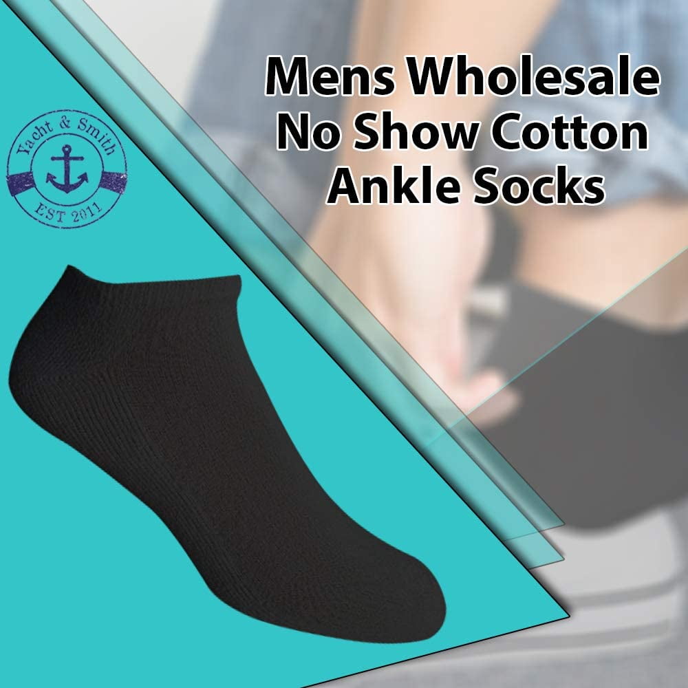SOCKS'NBULK Mens Wholesale Bulk No Show Ankle Socks, Big And Tall Cotton Sport Athletic Sock Size 13-16
