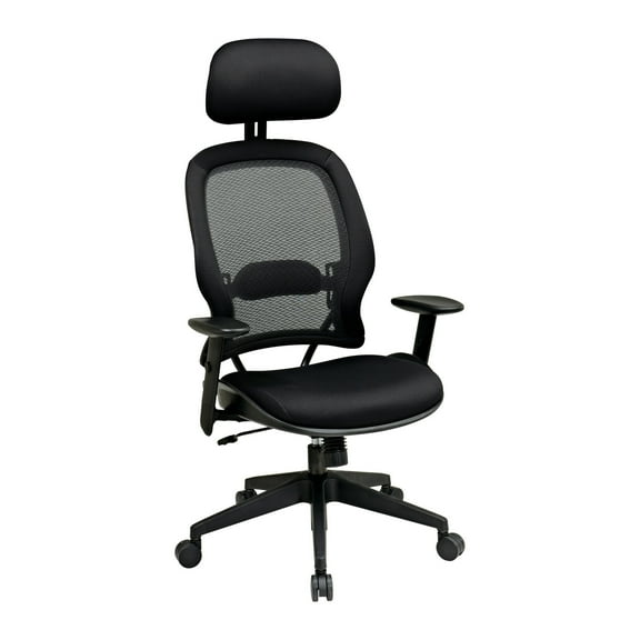 SPACE Seating Air Grid Back Black Mesh Seat Adj Headrest Arms Lumbar Chair