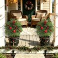 thumbnail image 3 of 23.6" Christmas Flowers Artificial, Faux Evergreen Pine with Red Berries for Outdoor Planters, Red Berry Floral Stake, Winter Holiday Ground Stake Decor, Pine Cypress Berry Picks, Christmas Decor, 3 of 5