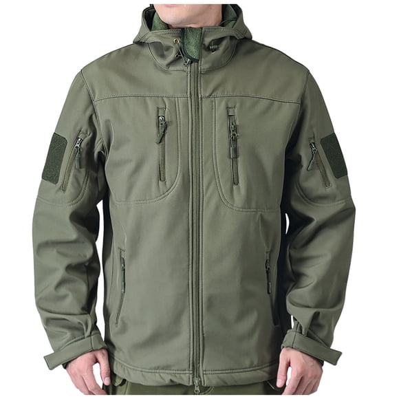 Dagegui Fleece Lined Jacket for Men Windproof Outdoor Hiking Jackets Mens Winter Warm Hooded Coat Green XL