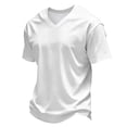 thumbnail image 2 of Hearthz Mens Shirts Moisture Wicking Breathable Athletic Shirts for Men V Neck Mens Short Sleeves Shirts Basic Jerseys for Men White XL, 2 of 7