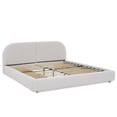 thumbnail image 6 of Harper & Bright Designs King Size Upholstered Floor Bed with Storage Drawers and Tall Curved Headboard , Modern Minimalist Platform Bed Frame with Sturdy Leg Support for Bedroom, Beige, 6 of 6