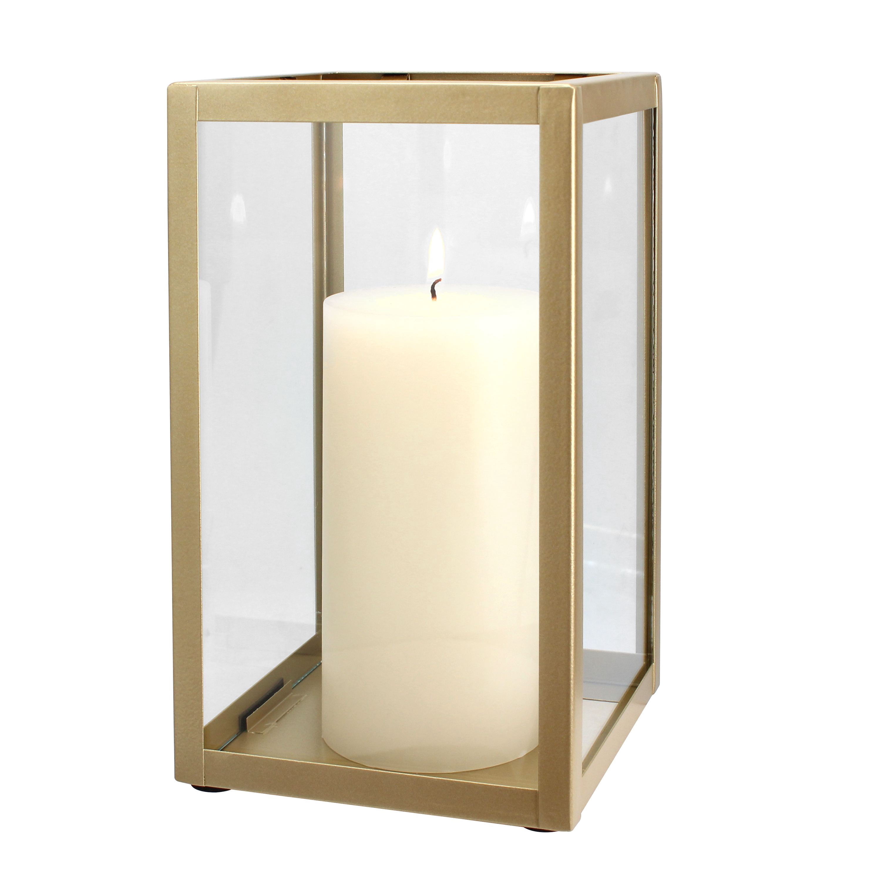 Better Homes & Gardens Indoor Decorative Metal Candle Holder Lantern, Gold, Large
