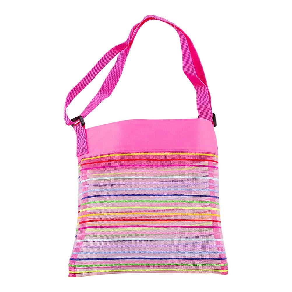Worallymy Mesh Beach Bag Toy Tote Bag Foldable Shell Beach Bag Backpack
