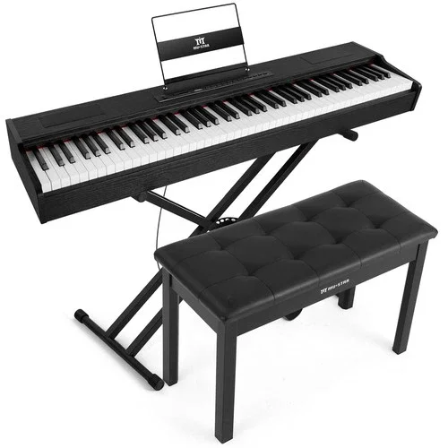 Mustar 88 Keys Full Weighted Hammer Action Digital Piano Keyboard with Bench, Pedal (Black)