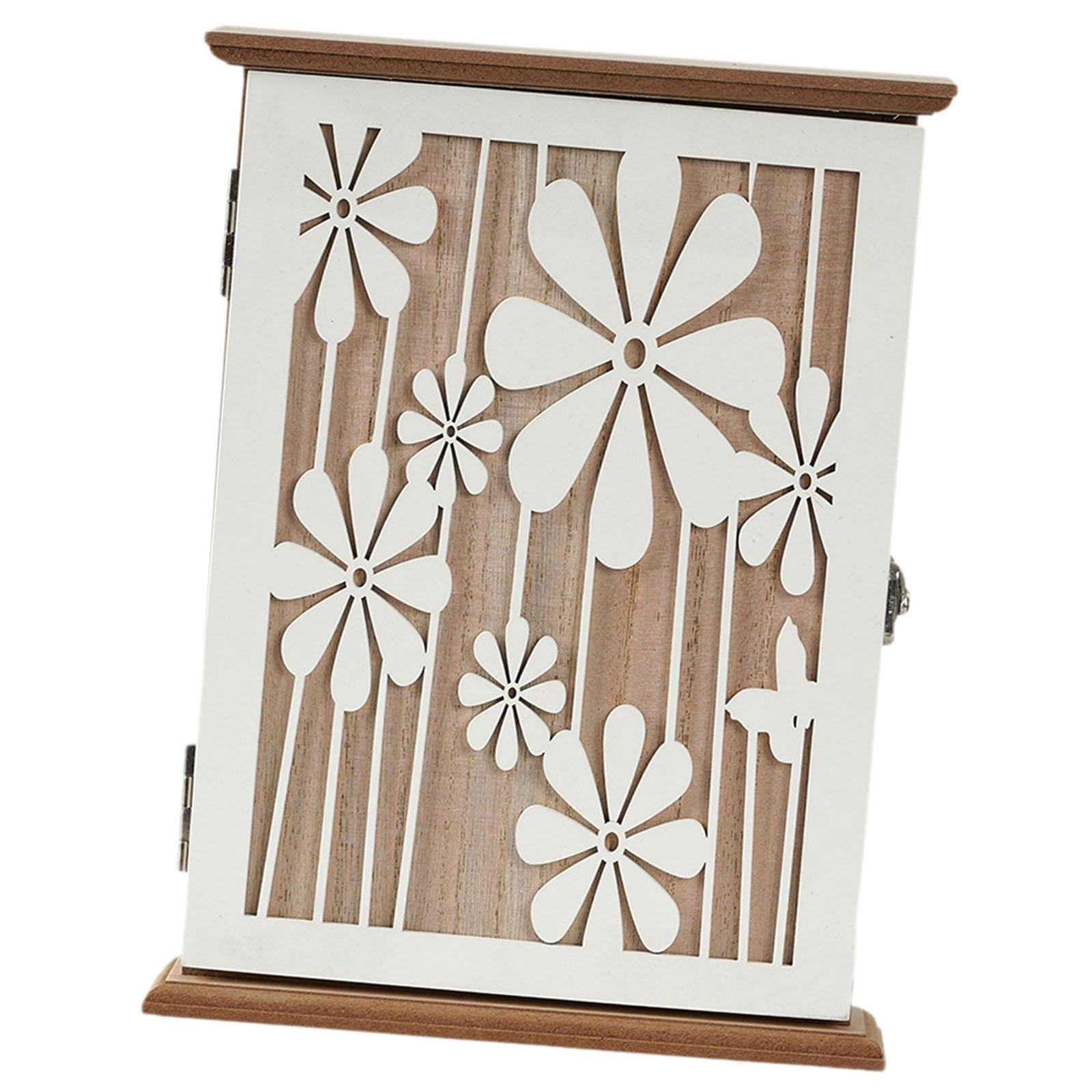 Key Box Key Holder Key Rack Solid Wood with 6 Metal Hooks for Entryway Offices Homes Wall Decor