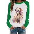 thumbnail image 1 of Moda mujer primavera otoño Color a juego impreso manga larga cuello redondo Casual camisetas Pompotops  gfhjh18574, 1 of 4