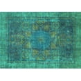 thumbnail image 1 of Ahgly Company Machine Washable Indoor Rectangle Oriental Turquoise Blue Modern Area Rugs, 8' x 12', 1 of 4