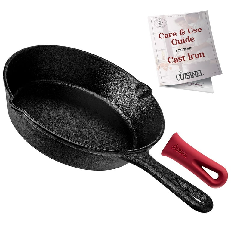 Cuisinel cuisinel cast Iron Skillet with Lid - 12-Inch Frying Pan + glass  Lid + Heat-Resistant Handle cover - Pre-Seasoned Oven Safe cook