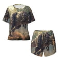 thumbnail image 4 of Picia Jungle Dinosaur Pajamas Sets for Women Soft Short-Sleeved Pjs with Lounge Shorts Two Piece Sleepwear-Small, 4 of 9