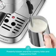 Casabrews 20 Bar Espresso Machine with Milk Frother Steam Wand, Stainless Steel Professional Cappuccino and Latte Coffee Machine, New, Silver