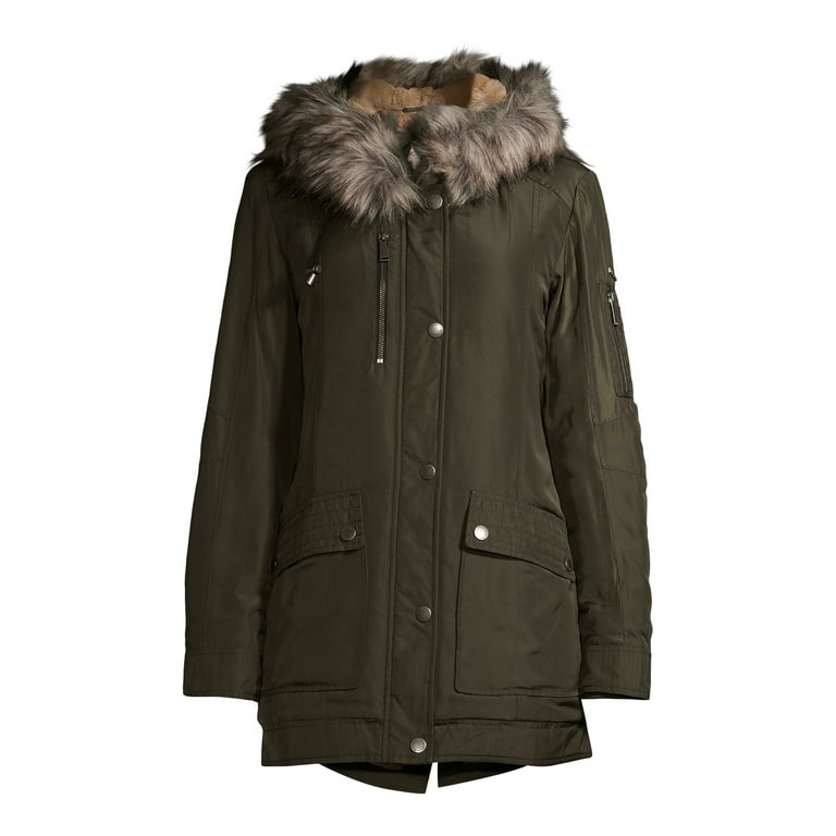 Bcbg faux fur trim hooded parka hot sale