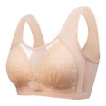 thumbnail image 1 of Bigersell Lace Wireless Bra Women Mesh Front Full-Coverage Wirefree Bra Comfort Bra for Everyday Wear Comfort Lightly Lined Padded Push-up Bras no Underwire V-Neck Bra Yellow L, 1 of 7