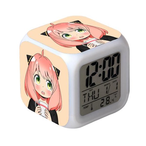 Anime Alarm Clock One Piece LED Square Clock Digital Alarm Clock with Time, Temperature, Alarm, Date