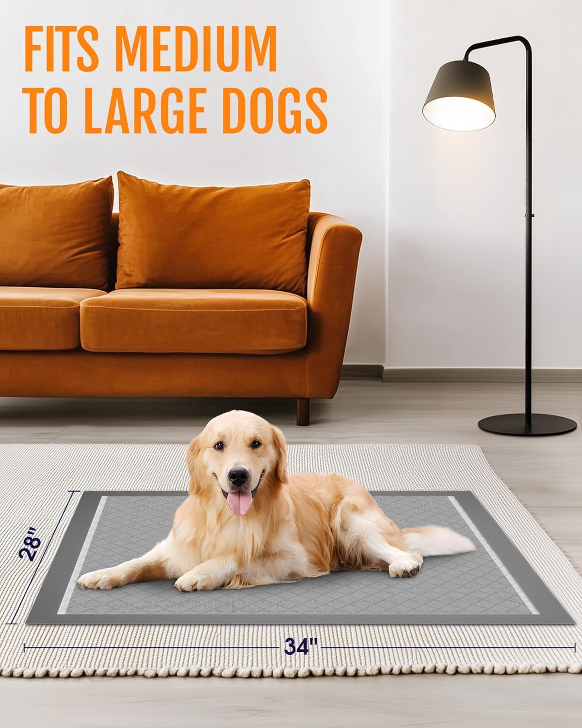 Charcoal Puppy Pads - 50 Packs, 34"×28" Ultra-Large Puppy Pads, Odor-Control Carbon Pee Pads for Dogs, 6-Layer Ultra-Absorbent & Quick-Dry Black Training Pads