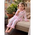 thumbnail image 6 of RUINIXCW Toddler Baby Girl Spring Fall Winter Pajamas Set Kids PJS Sleepwear Floral Print Ruffled Button Down Collar Long Sleeve Shirt Tops Pants Set, 6 of 10