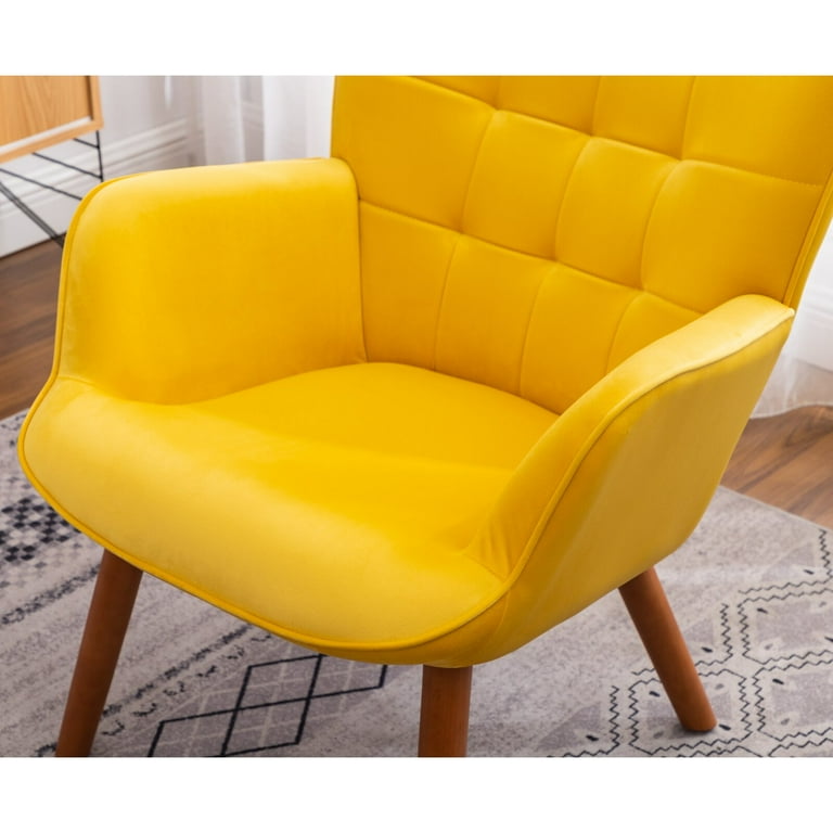 Zena 28.75 Wide Tufted Velvet Armchair and Ottoman Legs 12.65 H 23.25 H