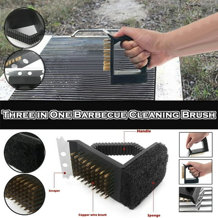 

KEYBANG New Stain Steel Bristle Brush BBQ Grill Steel Scraper Edge Clean Tool Black