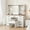 Walnut+white, variant on Gaderth Makeup Vanity Table with Mirror and Adjustable LED Lights, Vanity Table with Stool, Vanity Desk with 10 Drawers, 10 Storage Shelves, Power Outlet, and Chair for Bedroom