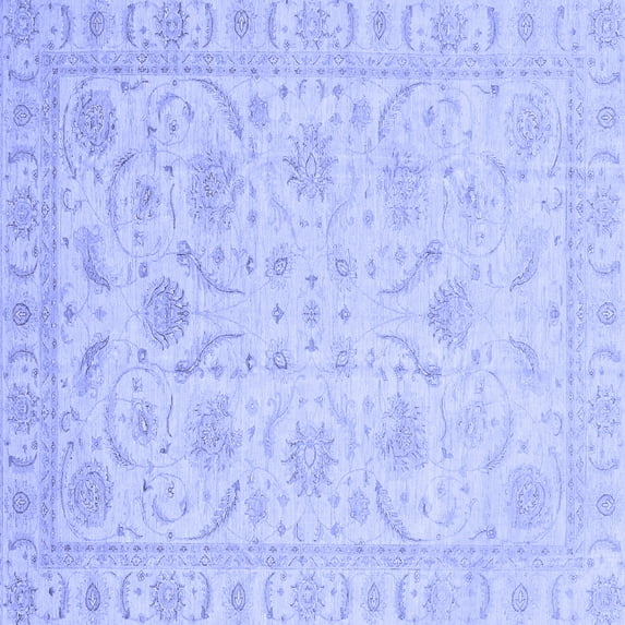 Ahgly Company Machine Washable Indoor Square Oriental Blue Traditional Area Rugs, 8' Square