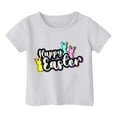 thumbnail image 2 of Cowsor Kids Happy Easter Bunny Print Loose Crew Neck Short Sleeve Tee Soft Breathable Cotton Casual Easter Top for Tween Boys Girls 1-14 Years, 2 of 4