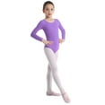 thumbnail image 3 of Yartina Girls Long Sleeve Ballet Dance Dress Leotard Ballerina Gymnastics Unitard Lavender 3, 3 of 7