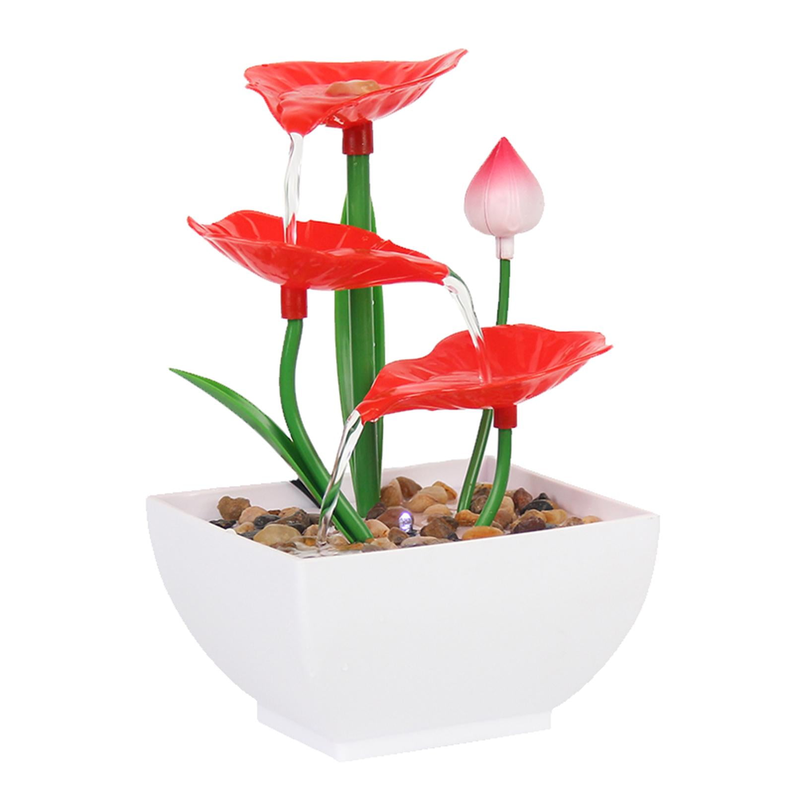 Lotus Tabletop Fountain Water Feature with LED Waterfall Relaxing